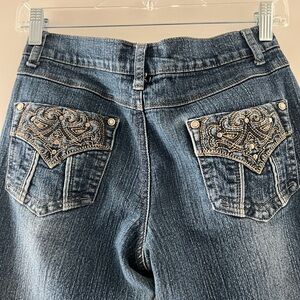 Authentic No Fuze Embroidered Blue Flare Jeans